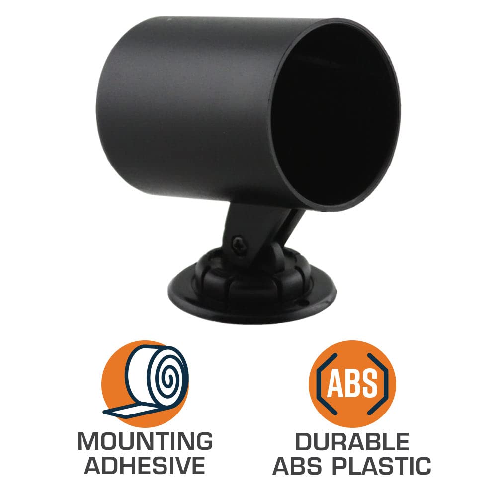 GlowShift Universal Black Single Gauge Swivel Dashboard Pod - Fits Any Make/Model - Swivels 360 Degrees - ABS Plastic - Mounts (1) 2-1/16&quot; (52mm) Gauge to Vehicle's Dash