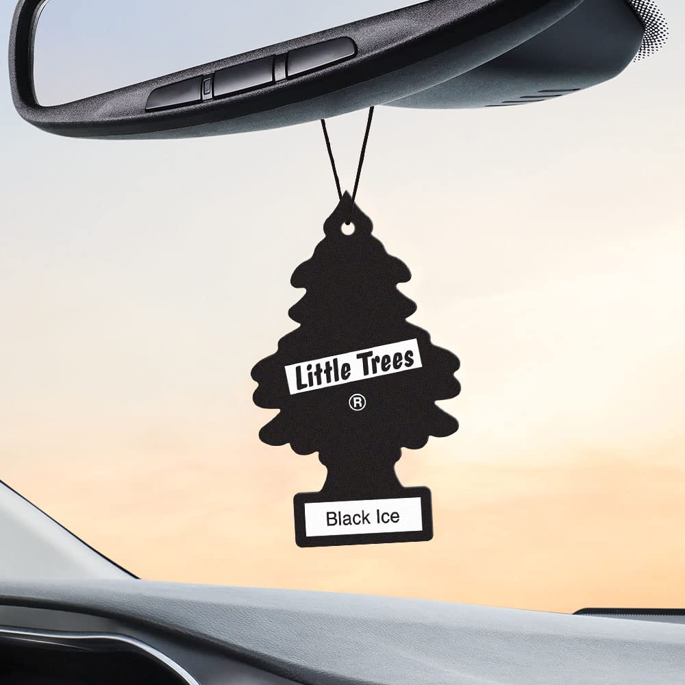 Little Trees Air Fresheners Car Air Freshener. Hanging Tree Provides Long Lasting Scent For Auto Or Home. Black Ice, 24 Air Fresheners