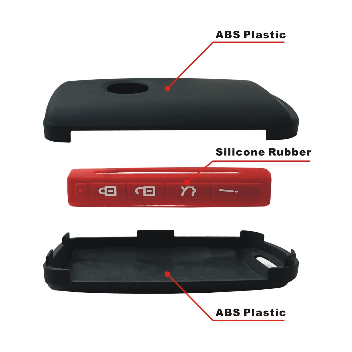 REPROTECTING Silicone Rubber ABS Plastic Leather Key Fob Cover Compatible with 2019-2025 Mazda 3 6 CX-30 CX-5 CX-9 CX-50 WAZSKE1