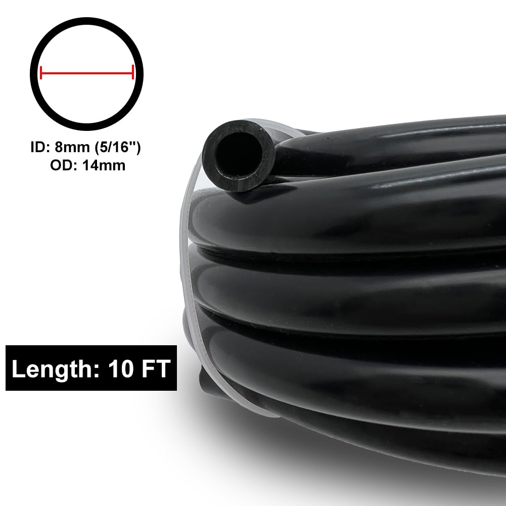 Byredio 8mm 5/16'' Silicone Vacuum Hose Flexible Tubing Line 275 PSI Max Pressure 10FT for Automotive vacuum lines,Turbochargers