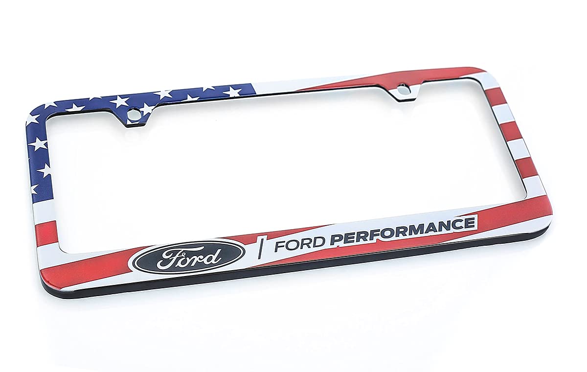 Ford Performance American Flag Patriotic Red White Blue Uv Printed Metal License Plate Frame