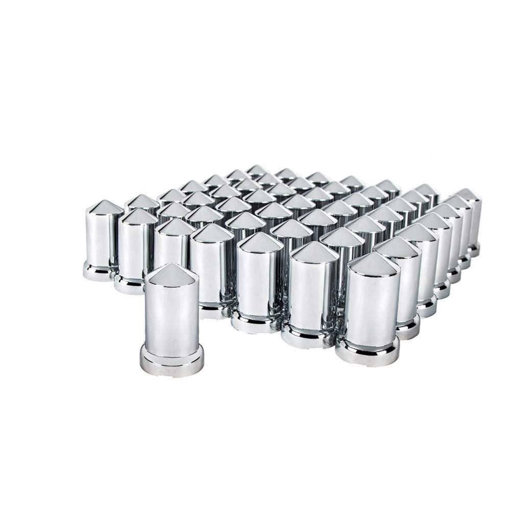 United Pacific 10117Cb - Wheel Lug Nut Cover Set - 33Mm X 3 3/16 Chrome Plastic Pointed Nut Cover With Flange - Push-On