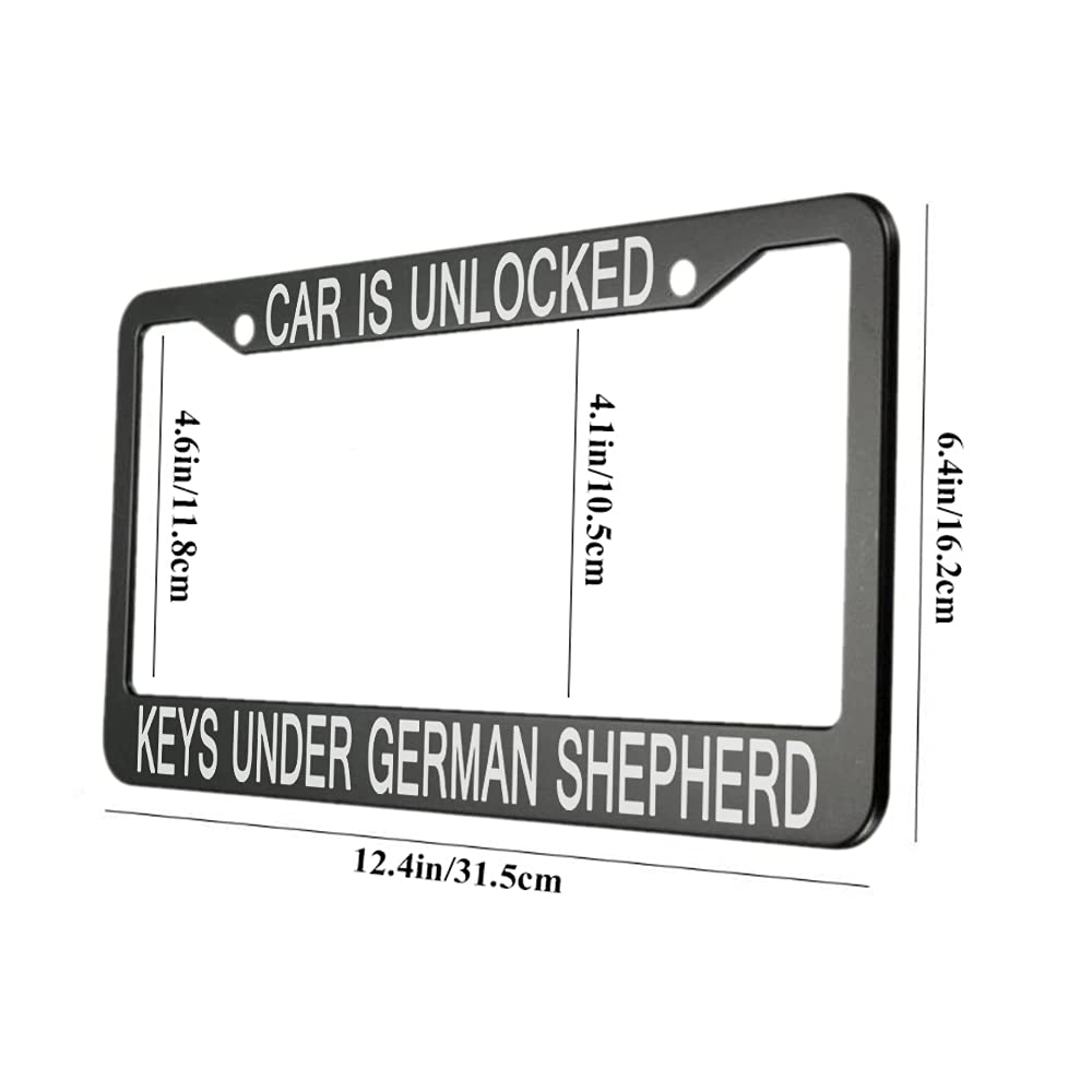 Ofloral Car Is Unlocked Keys Under German Shepherd Aluminum Alloy License Plate Frame Dog Pet Clever Applicable To Us Standard C