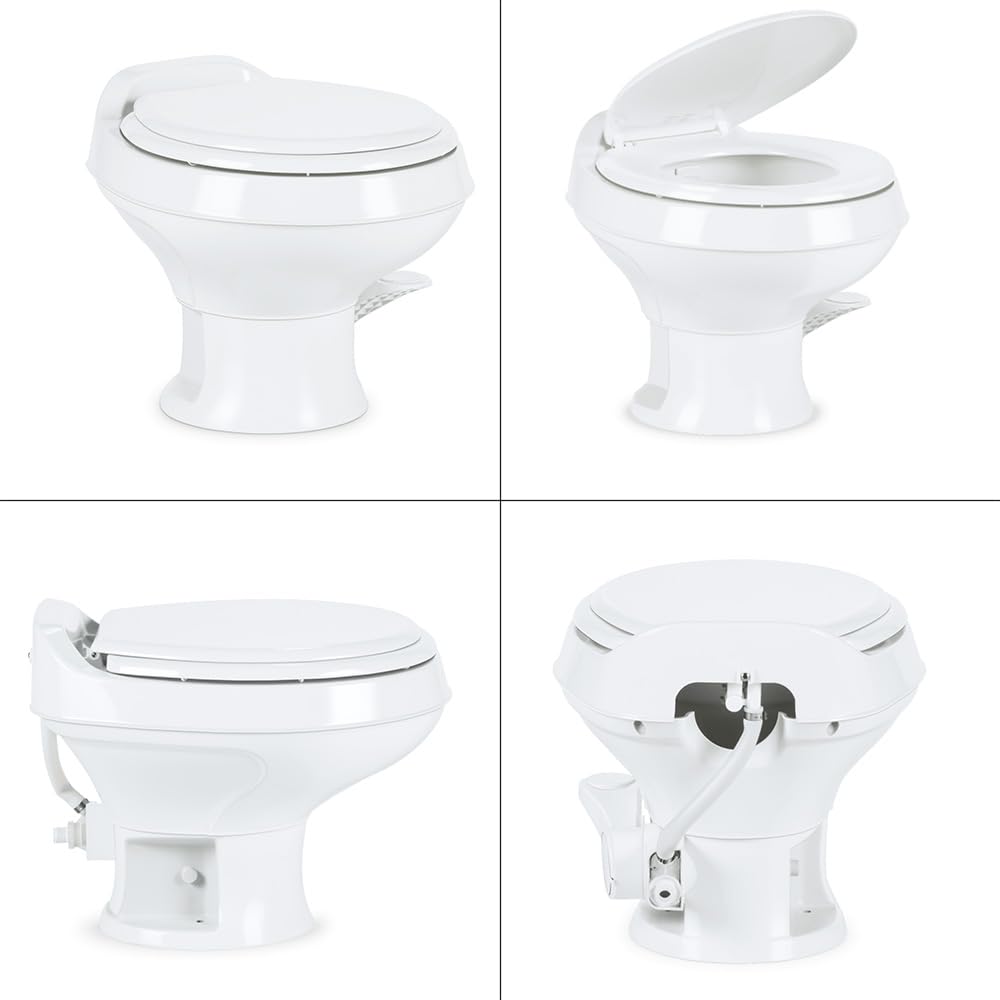 Dometic 301 Toilet Low Profile 13.5'' Height- White, 301-Ss/Rt/White, Full Size Residential Style, Clean And Watertight Triple J