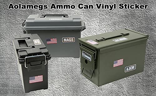 Aolamegs Ammo Can Vinyl Sticker Set Decal Label For Cans Cases Boxes .22 .223 .308 9Mm .380 .45 5.56 7.62 12Ga 300Blk (56 Pack/28 Varieties &3 Pcs Usa Flag Stickers)