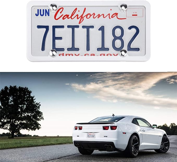 Livtee 4 Holes Stainless Steel License Plate Frames, 2 Pcs Car Licence Plate Covers, Automotive Exterior Accessories Slim Design