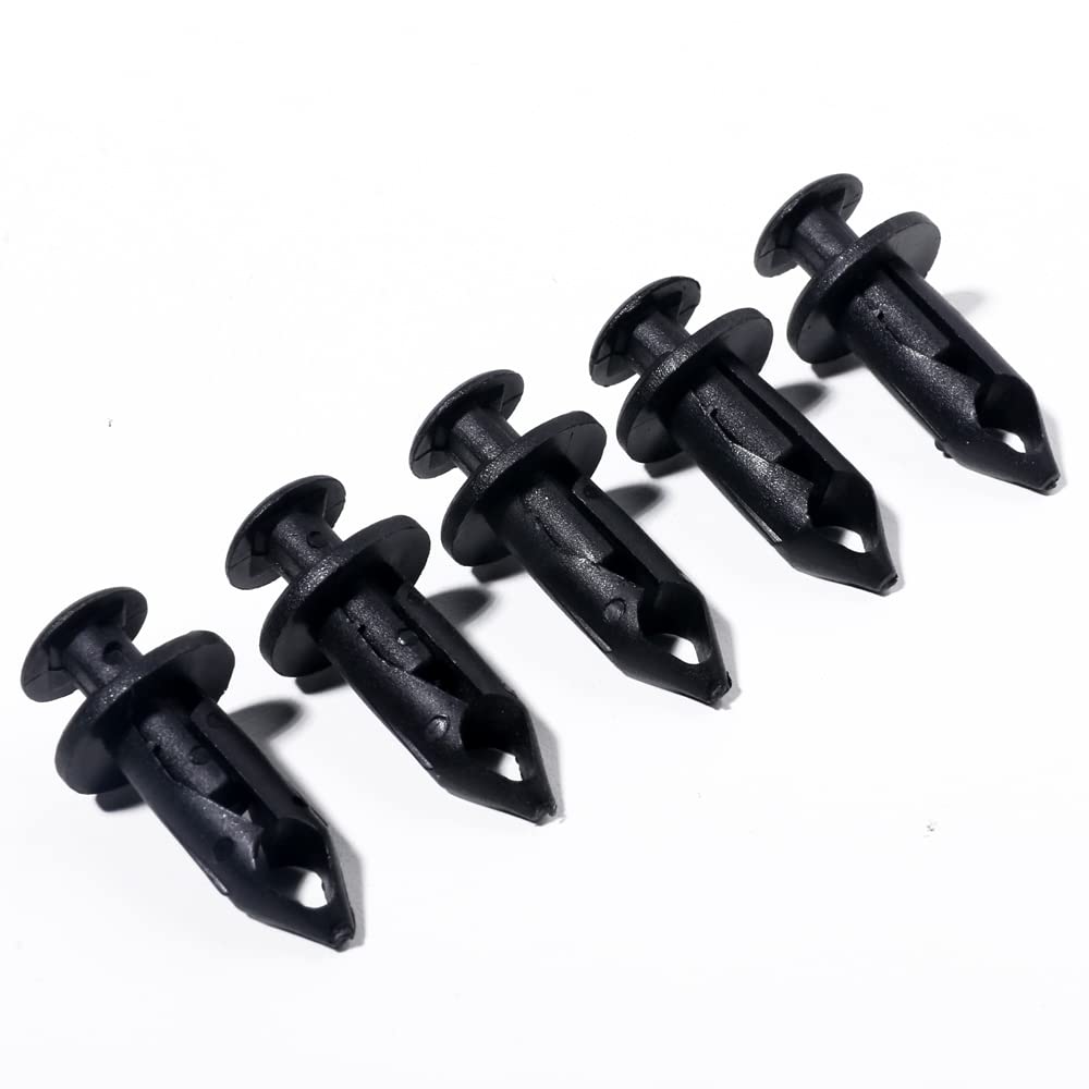 Banseko 100 Pieces Plastic Black Fender Clips,Nylon Plastic Fastener Push Type Fender Retainer Pins Rivets Bumper Clips For Honda Rancher Foreman Rubicon Rincon Trx680 Trx650,8Mm