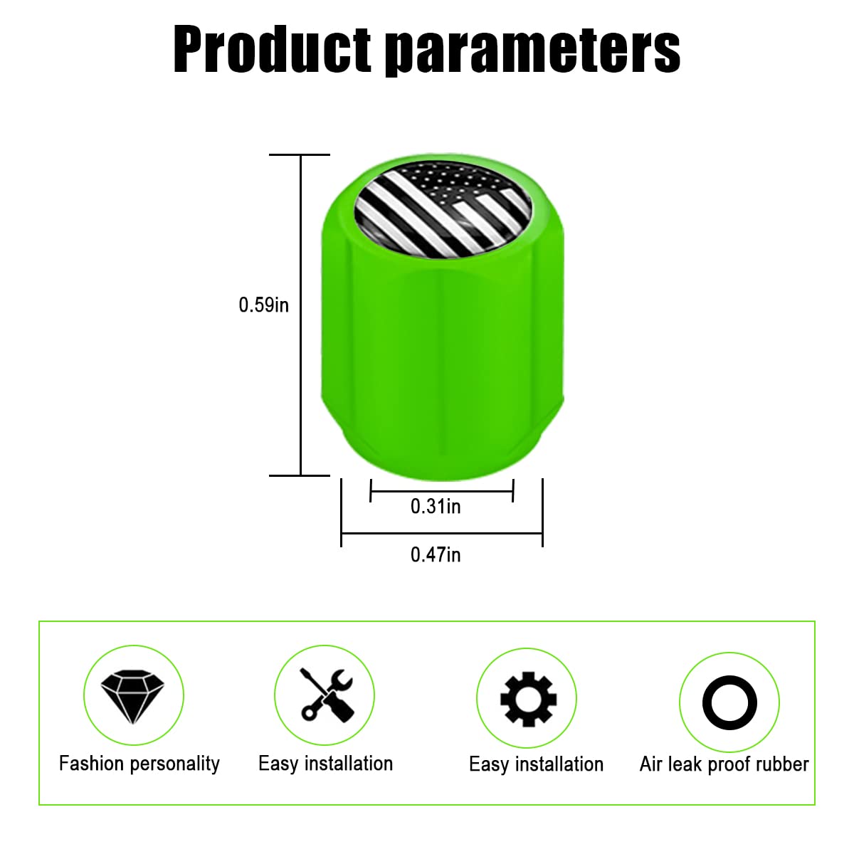 12Pcs Fluorescent Car Tire Valve Caps, Luminous Tire Air Caps Cover, Vehicle Tire Pressure Caps, Illuminated Auto Car Wheel Valve Stem, Universal For Car, Suv, Motorcycle, Truck, Bike (Green/Black)