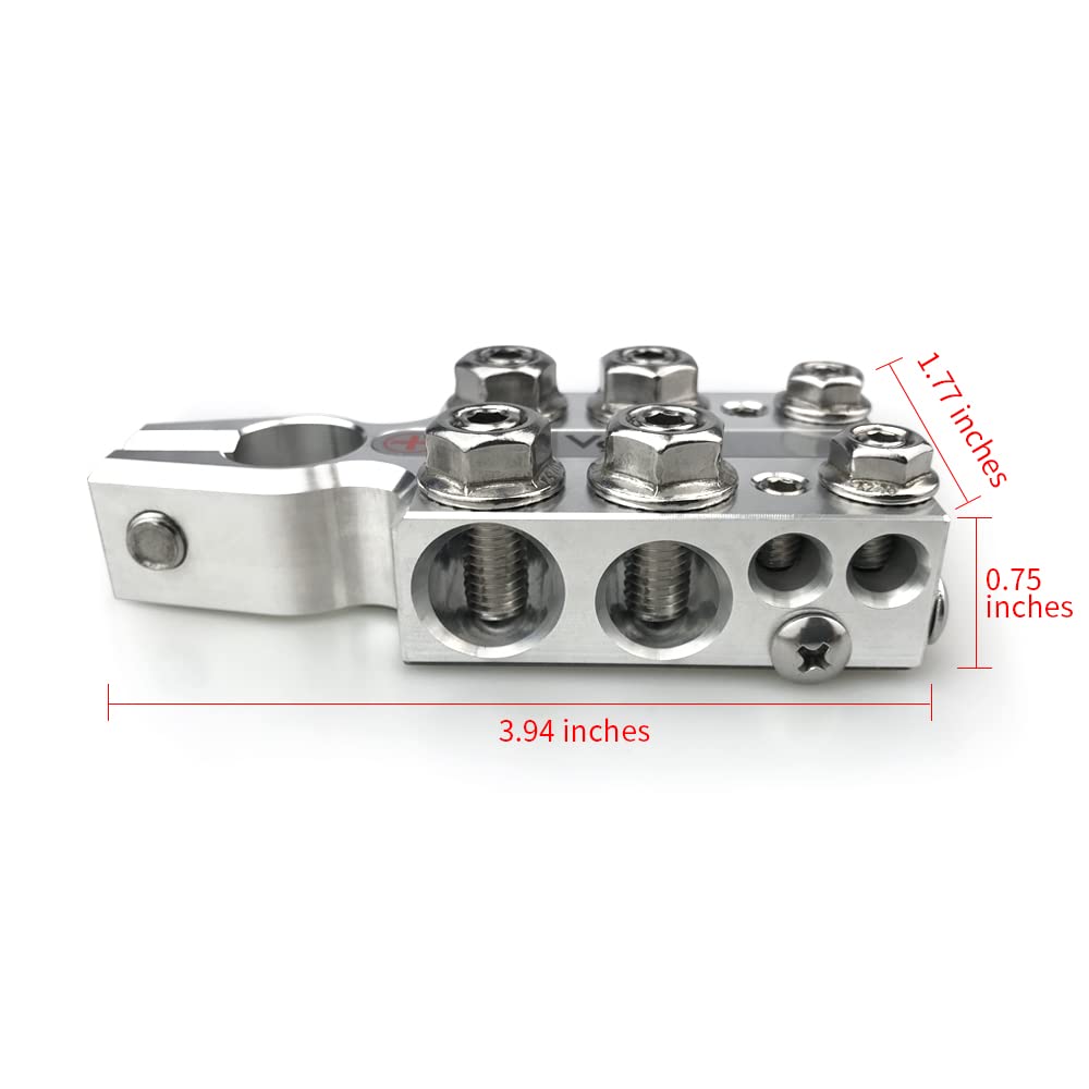Vgate 20-Way Lead Acid Battery Post Terminal Ends Distribution Block Bus Bar, 8 Awg Up To 4/0(Xl) Wire Gauge For Tapered Top Pos