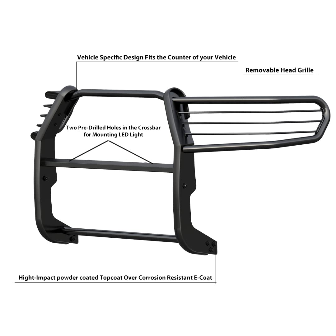 Black Horse Grille brush Bumper Guard Modular Black Compatible with 2008-2022 Toyota Sequoia|2007-2021 Toyota Tundra(Excl. 08-21