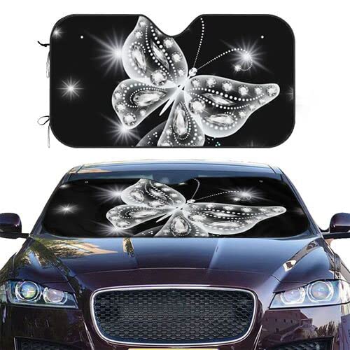 Crystal Butterfly Windshield Sun Shade Front Protector Folding Car Sun Visor Blocks Uv Rays Keeps Your Vehicle Cool