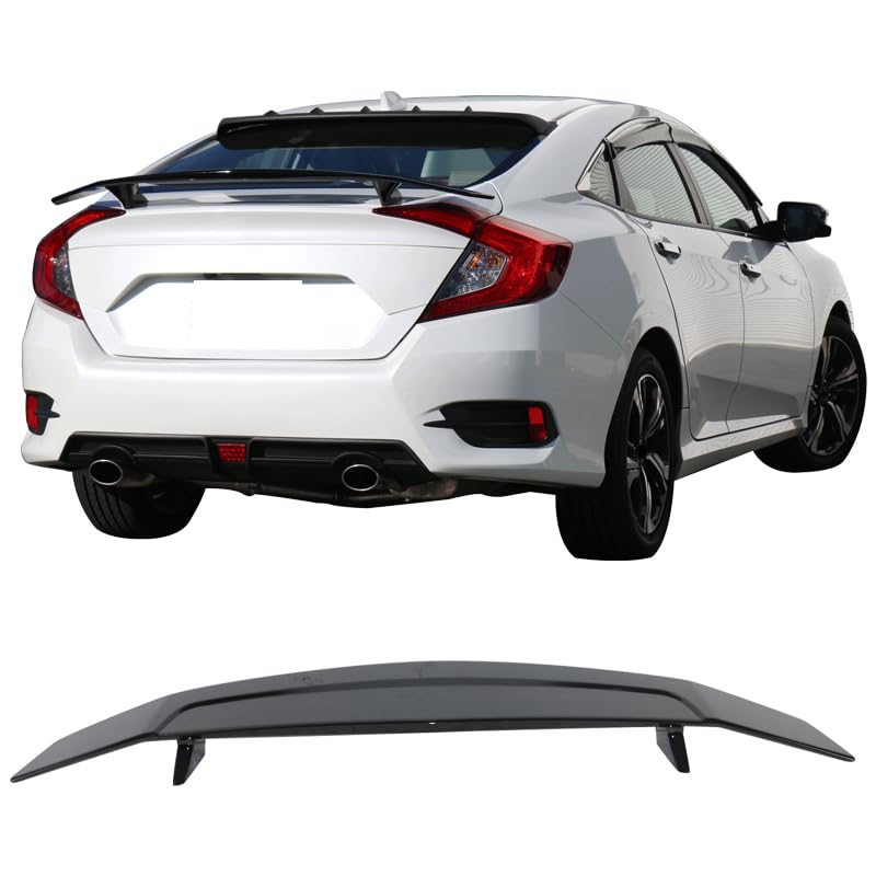 Trunk Spoiler Compatible with 2013-2016 Dodge Dart, Painted Glossy Black ABS Spoiler Wing Rear Trunk Lip by IKON MOTORSPORTS, 2014 2015