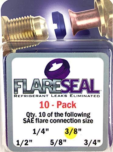 FlareSeal 3/8 - 10 Pack Model FS06-10PK Leak Free 3/8    SAE Flare Seal Fitting - Refrigeration, HVAC, Flare Leak, Ductless, Sch