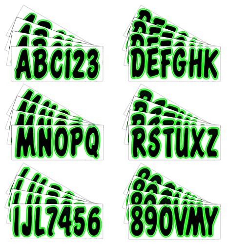 Hardline Products Series 200 Factory Matched 3-Inch Boat & Pwc Registration Number Kit, Black/Kiwi - Blkki200