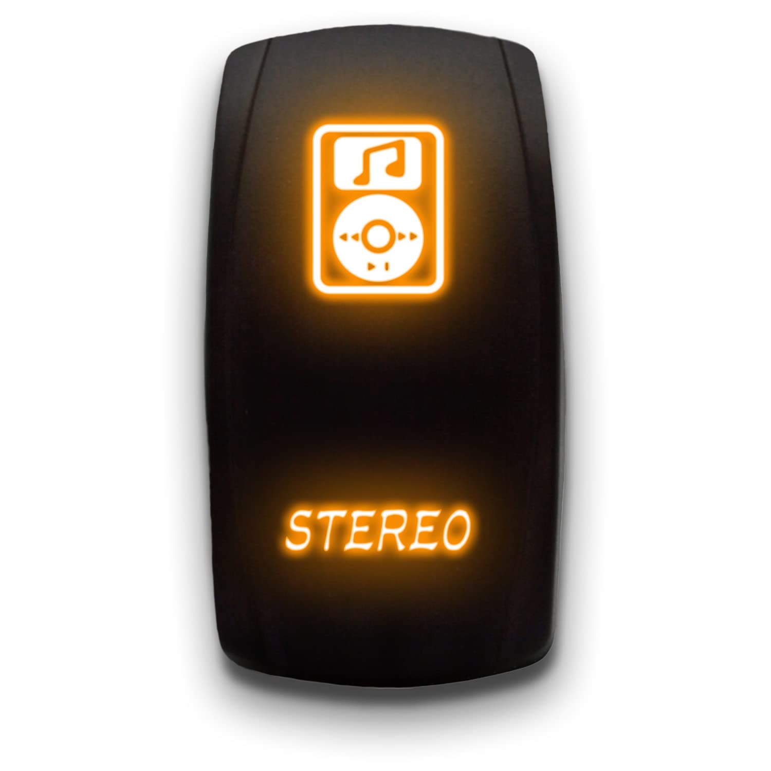 Stereo - Orange - Laser Etched Toggle Switch 20A 12V - Vertical Rocker Switch 5-Pin Dpst