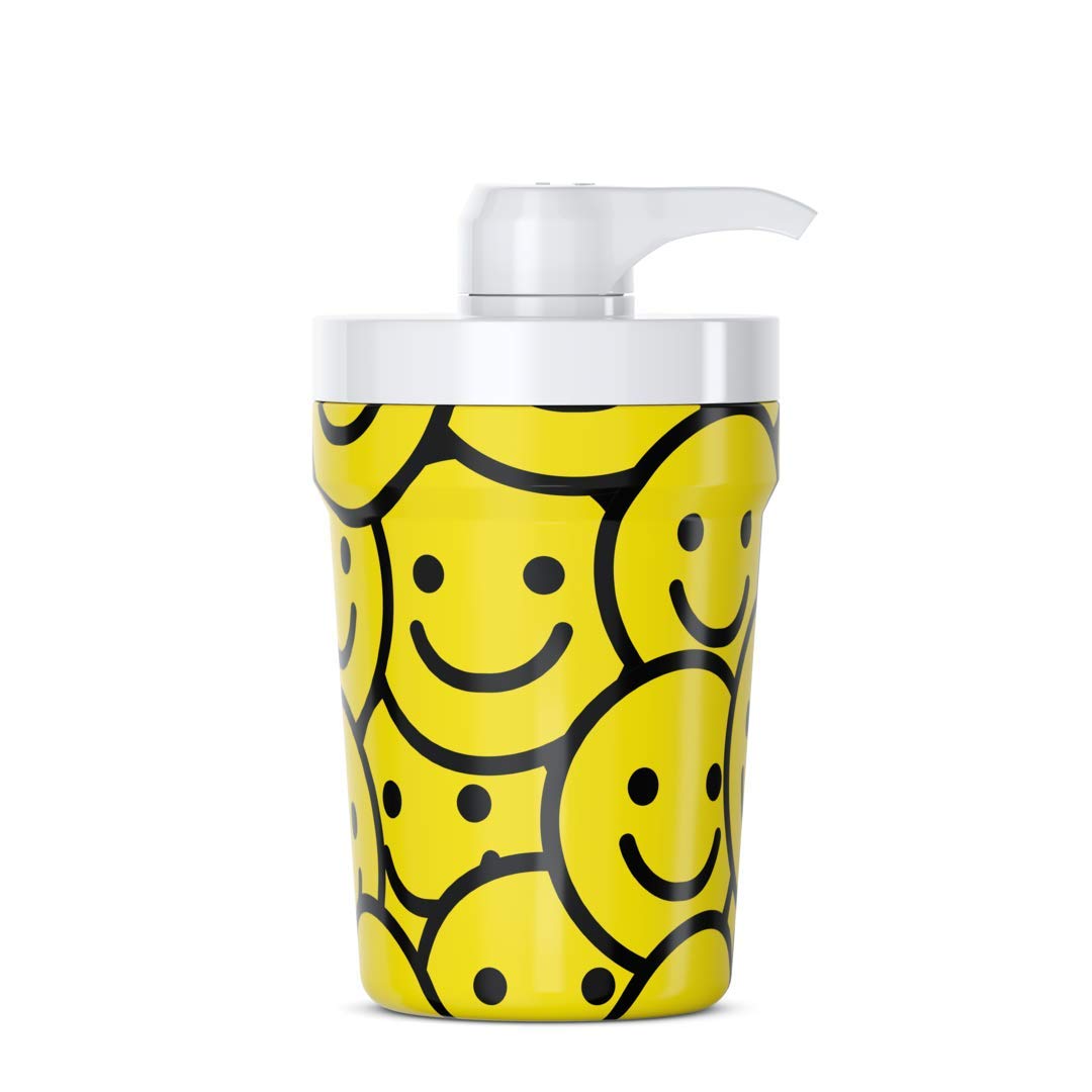 PumpCup Portable Hand Sanitizer Dispenser for Car Cup Holders (Smiley Face)
