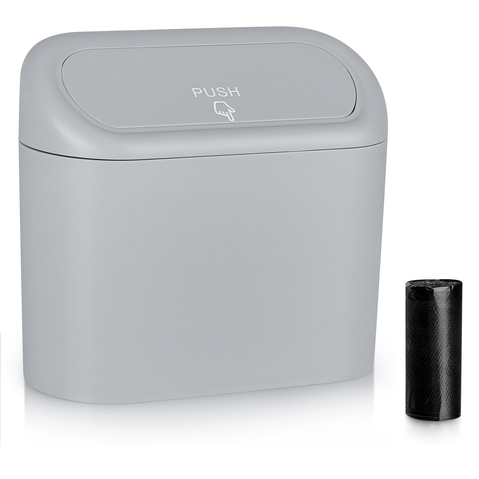 Accmor Car Trash Can, Portable Vehicle Trash Bin With Lid, Mini Car Dustbin Garbage Organizer Holder With One Roll Trash Bag, Le