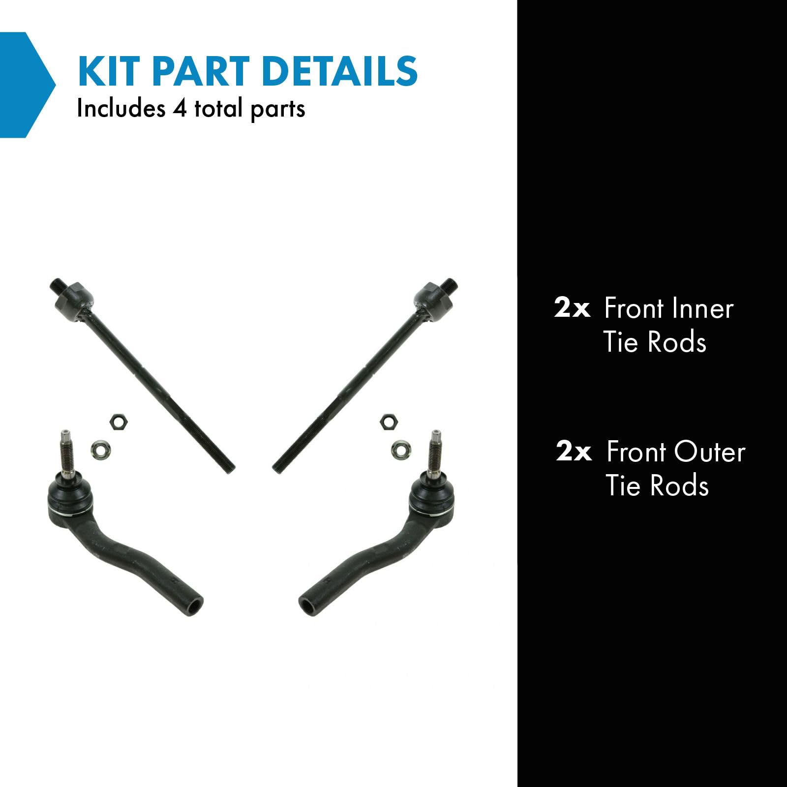 Trq Front Tie Rod Set Compatible With 2003-2007 Cadillac Cts