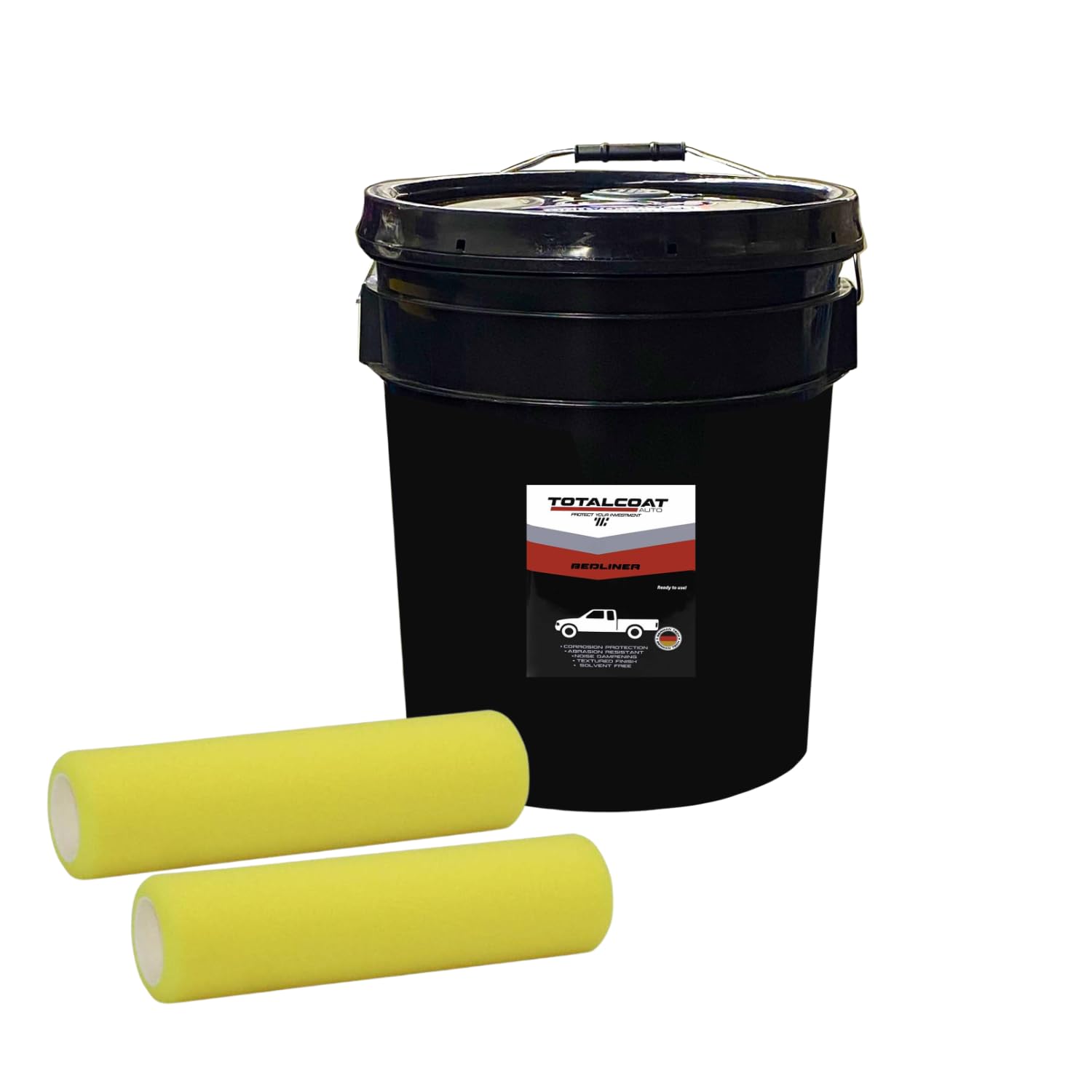 Roll On Truck Bed Liner Paint; Heavy Duty Coating Protection for Box Trucks, Pickups, Cargo Vans (4.5 Gallons Pail Kit, 2 Foam C