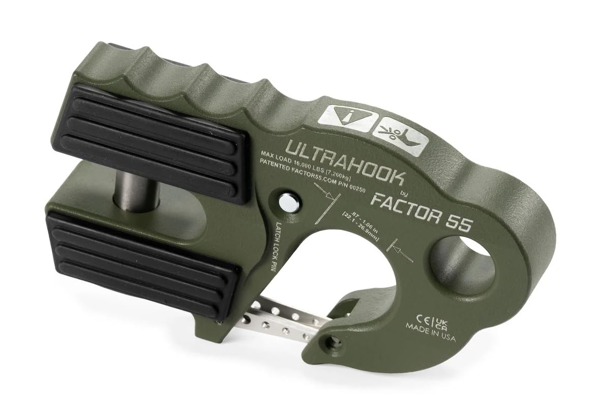 Factor 55 00250-14 Ultrahook Winch Hook Closed System Shackle Max Load 16,000 lbs ULT Strength Shackle Pin Mount 48,000 lbs Offr