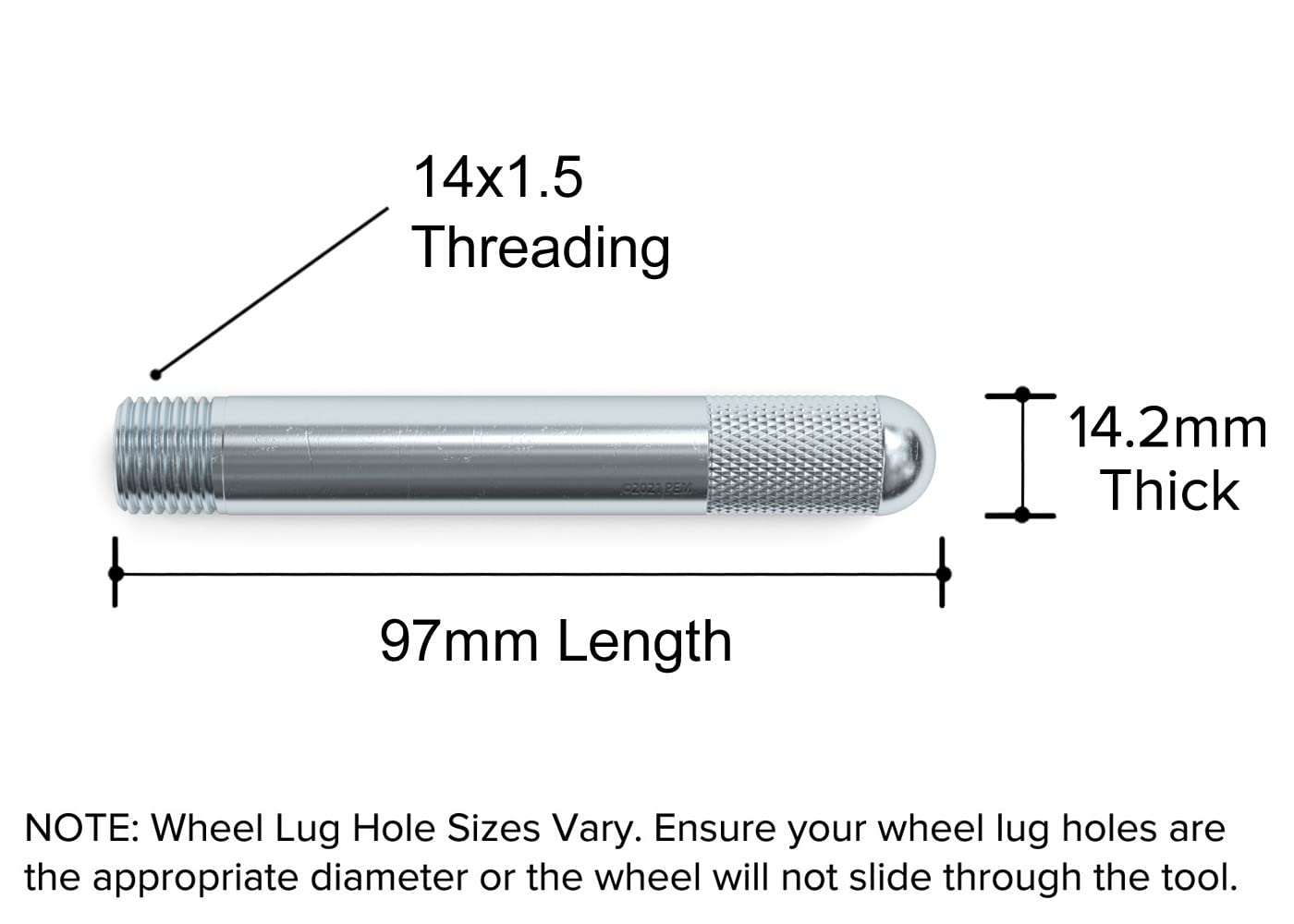Silver Wheel Hanger Alignment Pin Guide Tool - Metric 14x1.5 Threads - Wheel Lug Bolt Automotive Mechanic Tool Compatible with A