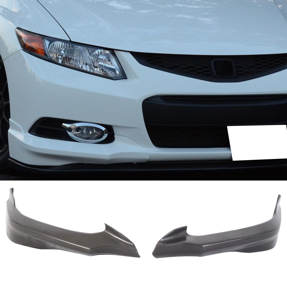 Front Bumper Lip Compatible with 2012-2013 Honda Civic, HF-P Style Black PU Front Lip Finisher Under Chin Spoiler Add On by IKON