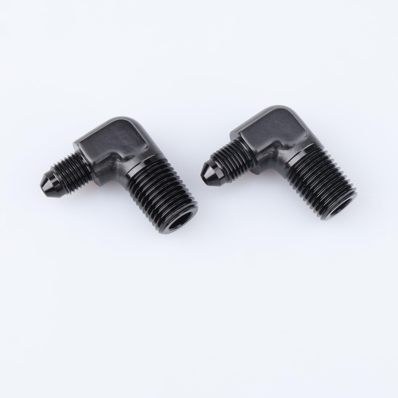 Ac Performance 90 Degree Elbow -3 An Male To 1/4'' Npt Male Fitting Adapter Connector Aluminum Black, Pack Of 2