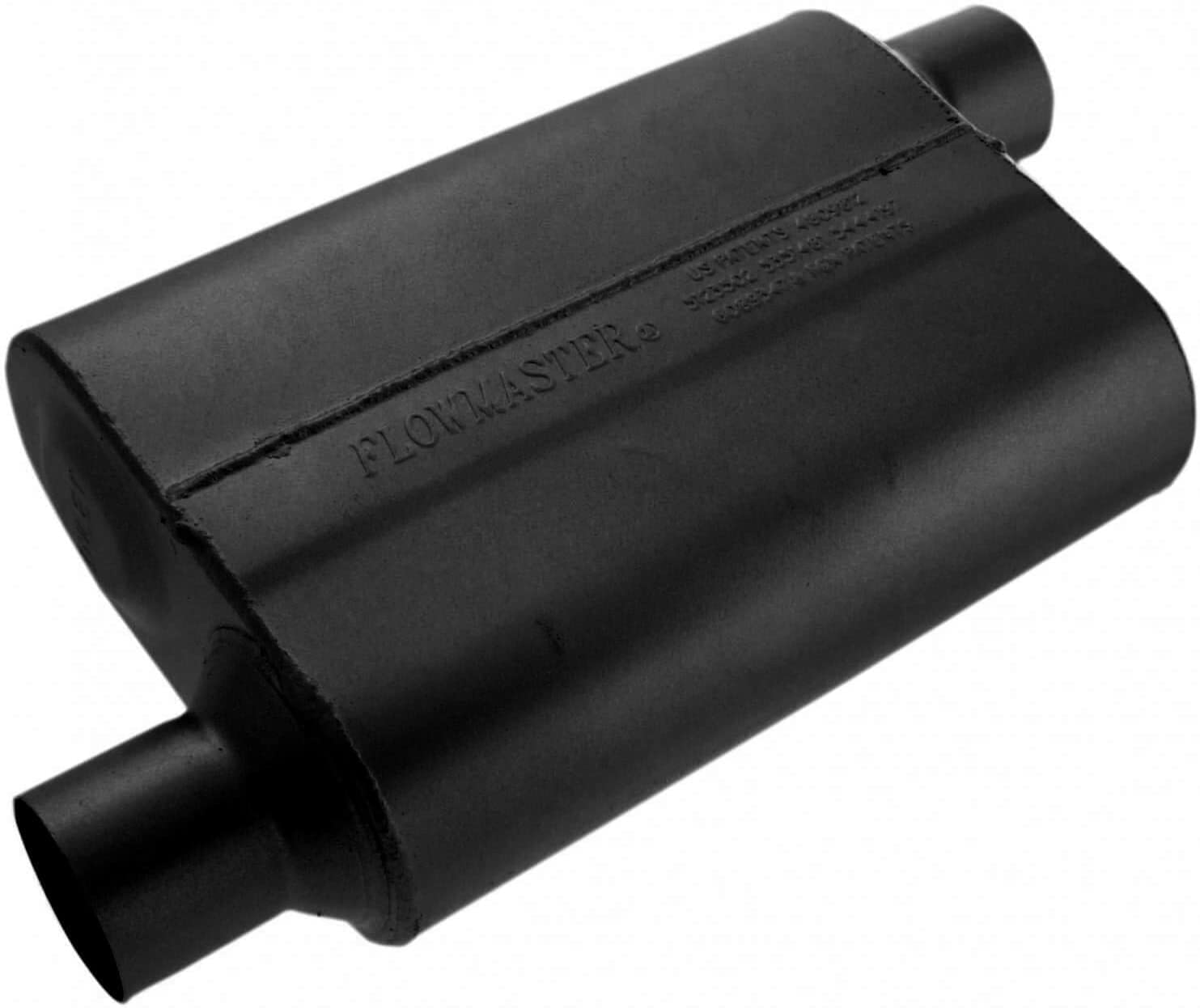 Flowmaster Universal Fitting 40 Series Muffler (2 Pack), Alloy Steel 2.50 Offset In / 2.50 Offset Out - Aggressive Sound - Black