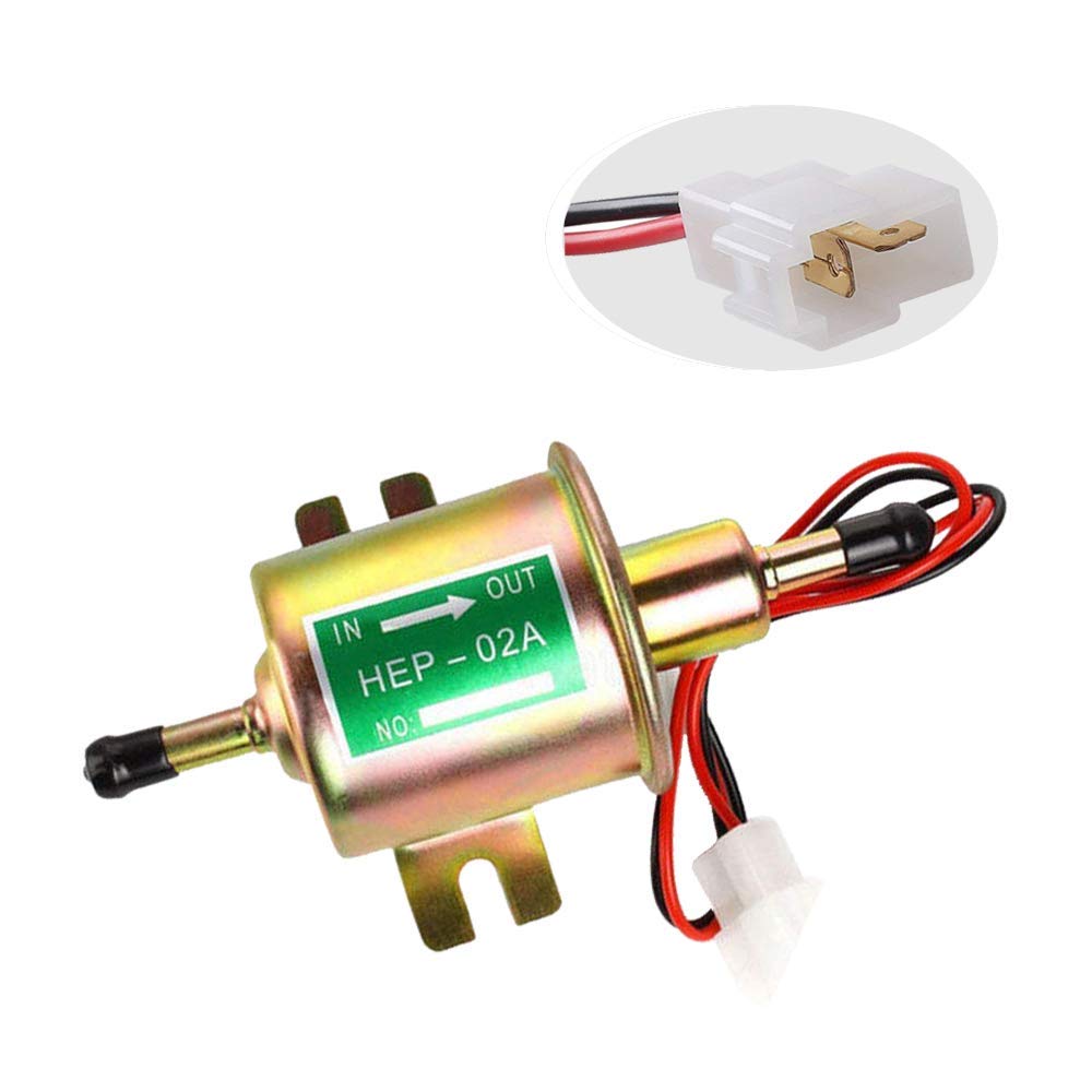 Electric Fuel Pump Inline Fuel Transfer Pump 12v Universal Low Pressure Gas Diesel Fuel Pump for Carburetor 2.5-4psi HEP-02A