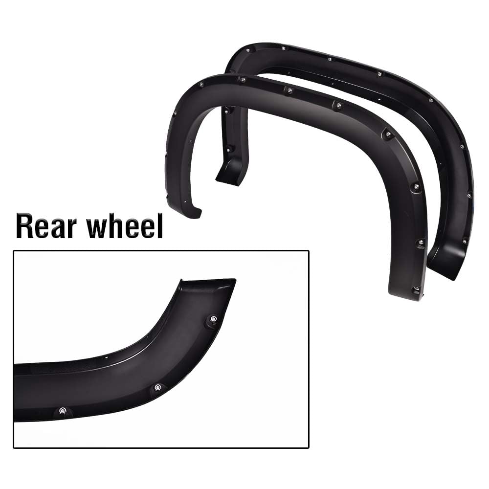 CROSSDESIGN Pocket Style Smooth Black Wheel Cover Protector Fender Flares Compatible with GMC Sierra 1500 All Beds 2007-2013,4pc