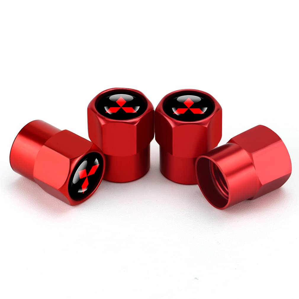 Hisport Hex 016 Red 4Pcs Universal Car Tire Valve Stem Caps Air Cover Fit Mitsubishi Accessories