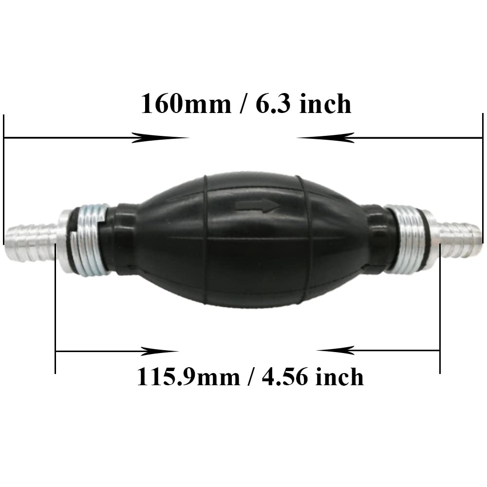 Automotive-leader 12mm 1/2'' Black Bulb Type Rubber Fuel Transfer Vacuum Fuel Line Hand Primer Gasoline Petrol Diesel Pump Bulb