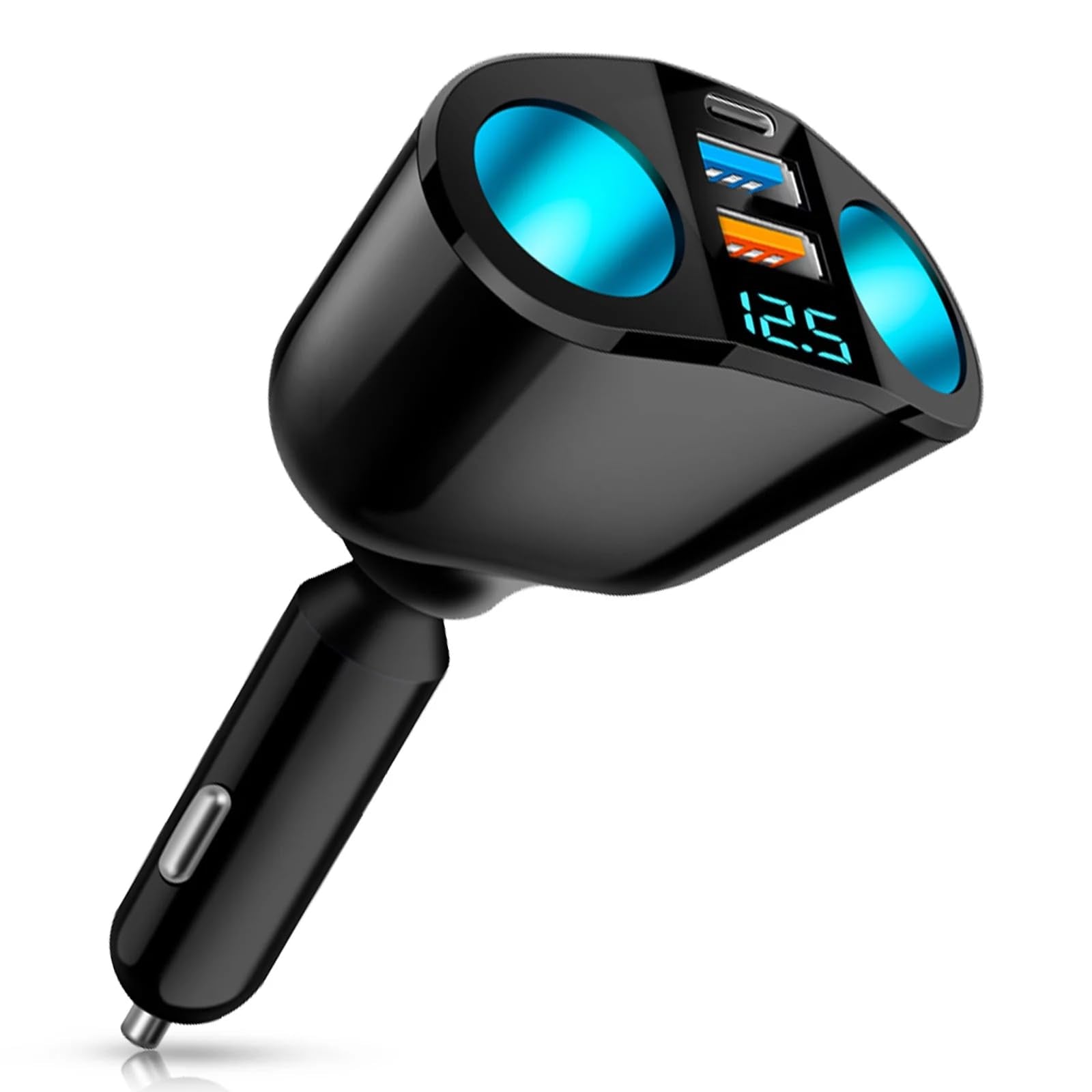 Usb C Car Charger Cigarette Lighter Adapter, Qc3.0 & Pd Cigarette Lighter Usb Socket Splitter With Led Voltmeter, 12V/24V Car Us