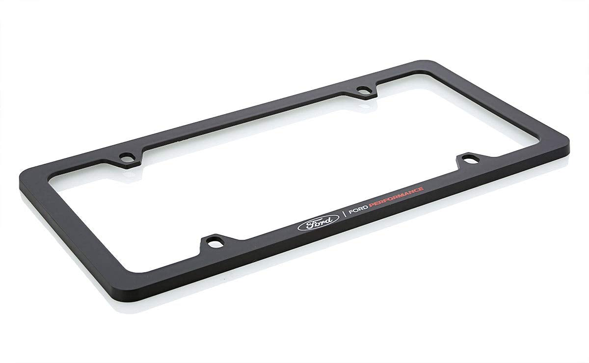 Ford Performance Black Plastic License Plate Frame Holder 4 Hole, UV Printed, Thin Rim