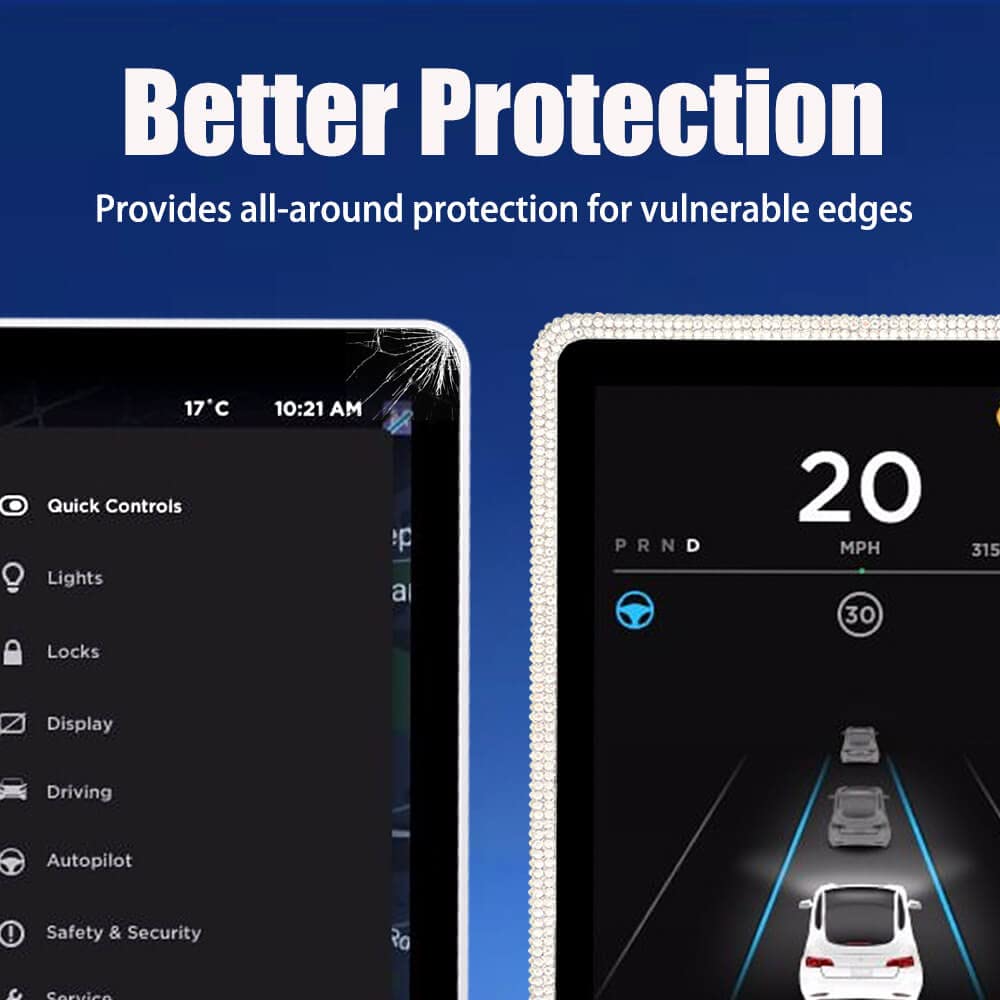 Yeapop Bling Bling Rhinstones Screen Protector For Tesla Model 3 2017-2023 And Model Y, Sparkly Center Console Accessories For 3