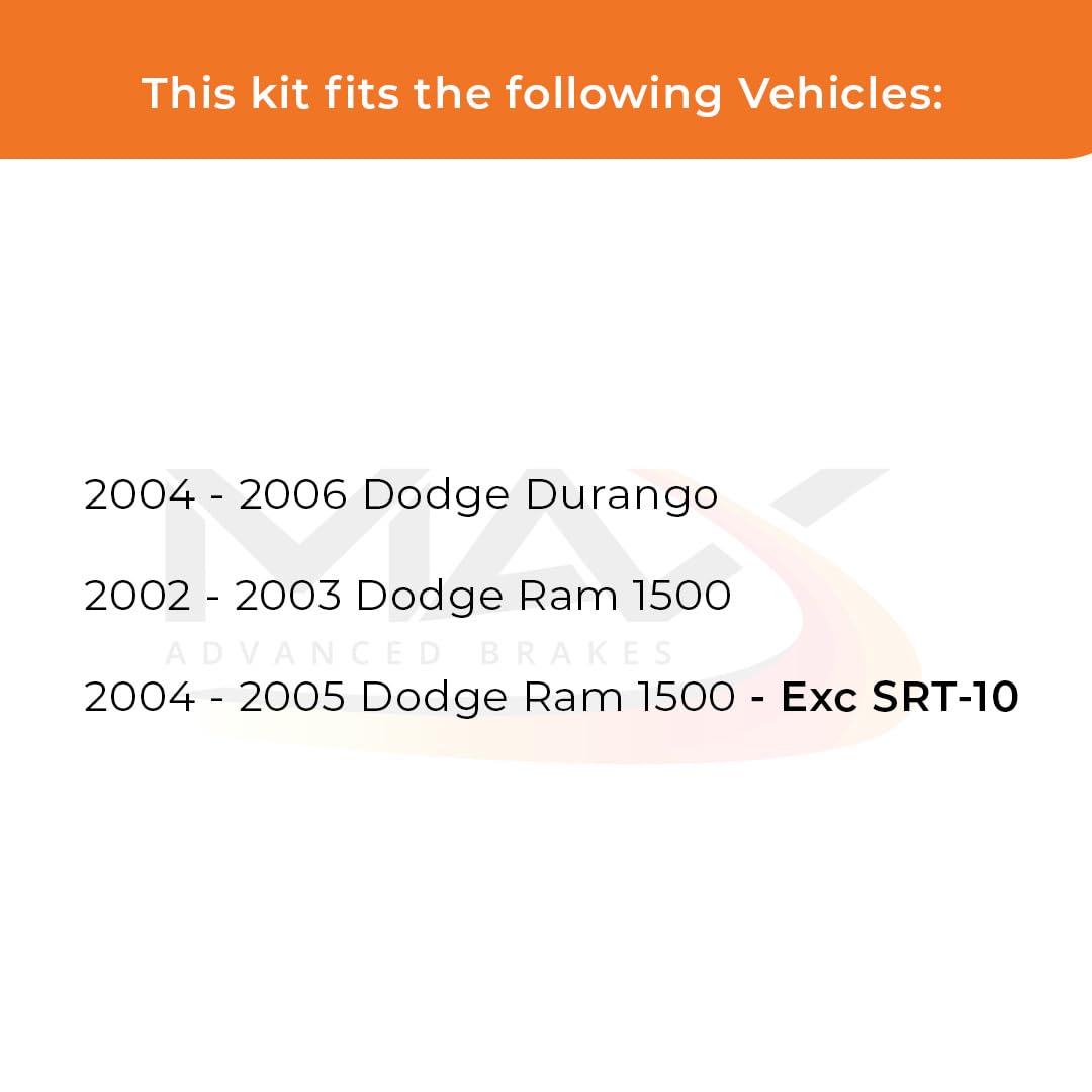 Max Advanced Brakes Front & Rear Brake Kit Compatible With 2004 2005 2006 Dodge Durango Ram 1500 Exc Srt-10 Replacement Cross Dr