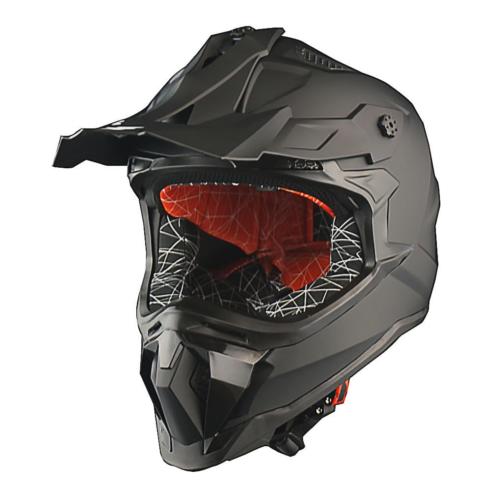 1Storm Adult Motocross Helmet Atv Dirt Bike Bmx Mx Downhill Mountain Helmet Track Style Jh601; Matt Black