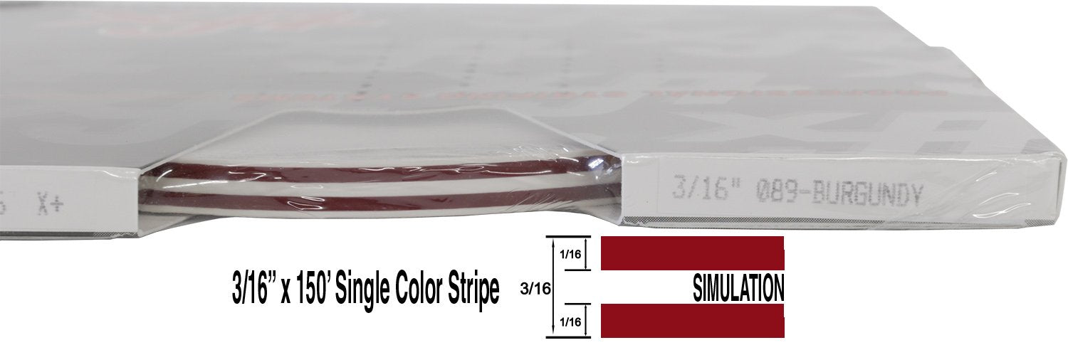 Universal TFX 0003089 - Auto Customizing Dual Pinstripe - 3/16&quot; x 150' (1/16” Stripe, 1/16&quot; Gap, Then 1/16” Stripe) - 089-Burgundy