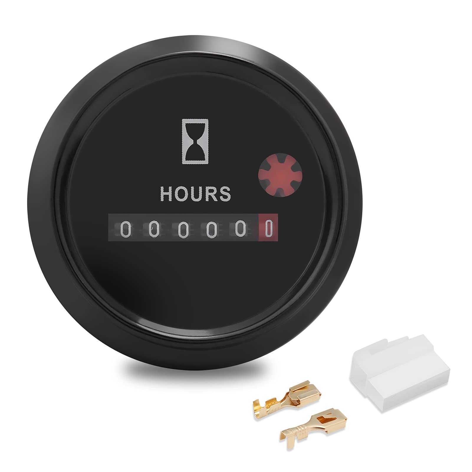 Quartz Hour Meter 12-36V DC AC, Boat Hour Meter, 12 Volt Hour Meter Round Hour for Boat Auto ATV UTV Snowmobile Lawn Tractors Ge