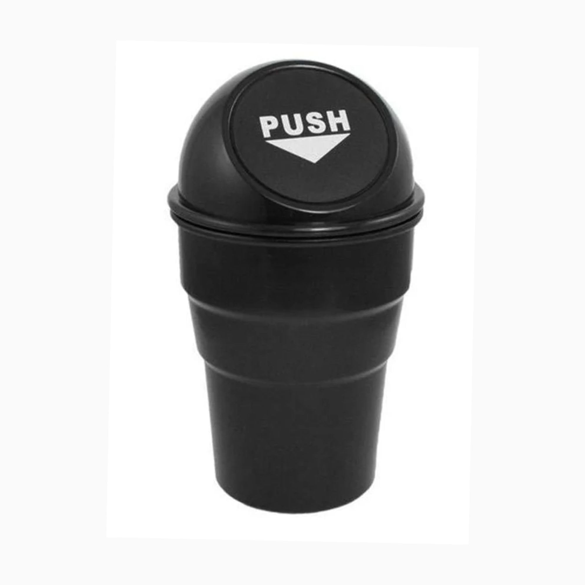 Car Dustbin with Lid  Mini Car Trash Can for Cup Holder, Portable Plastic Car Garbage Bin, Car Accessories Trash Box, Matte Bla