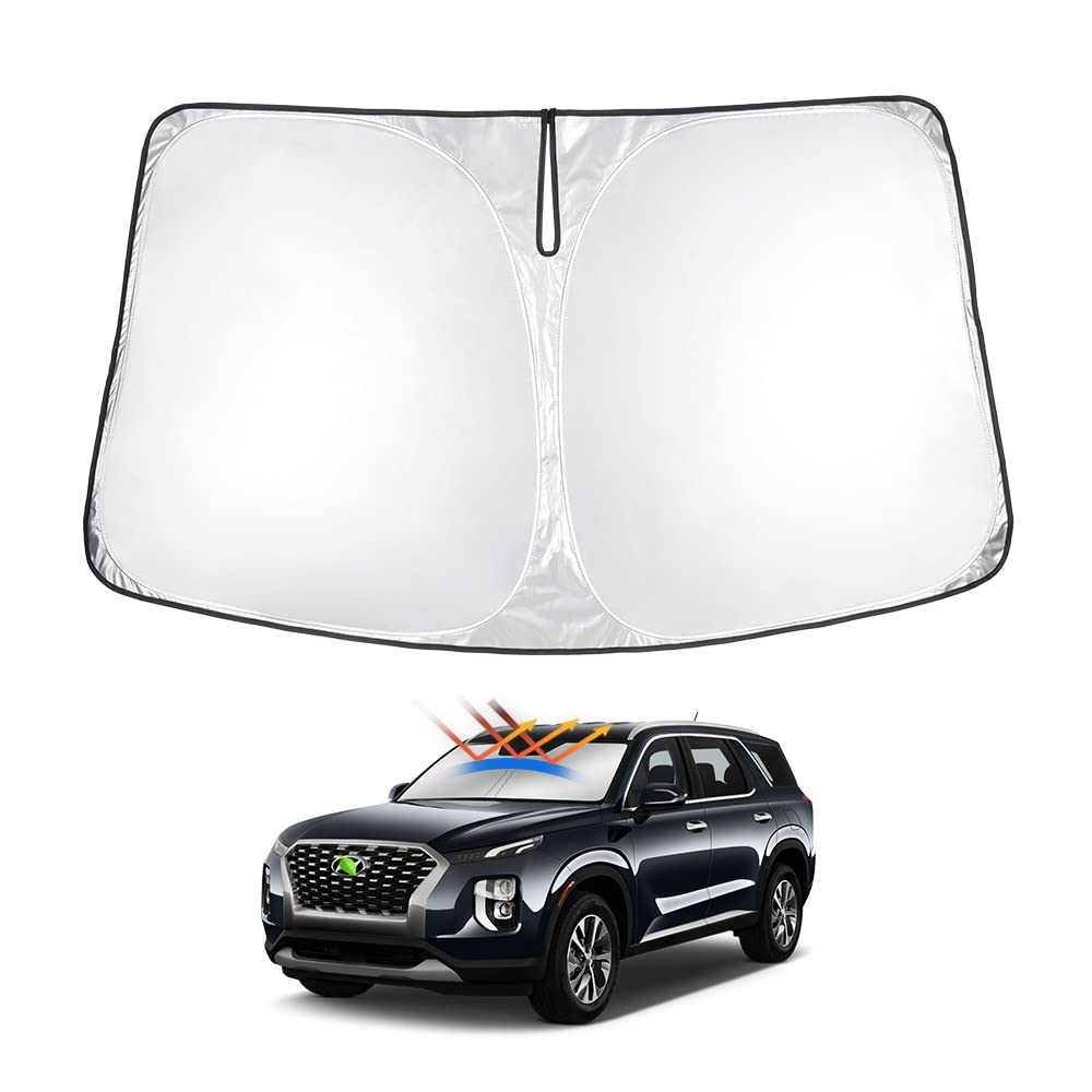 T Tgbros Windshield Sun Shade Custom Fit For 2020-2023 2024 2025 Hyundai Palisade Accessories Foldable Sun Shield Reflective Pol