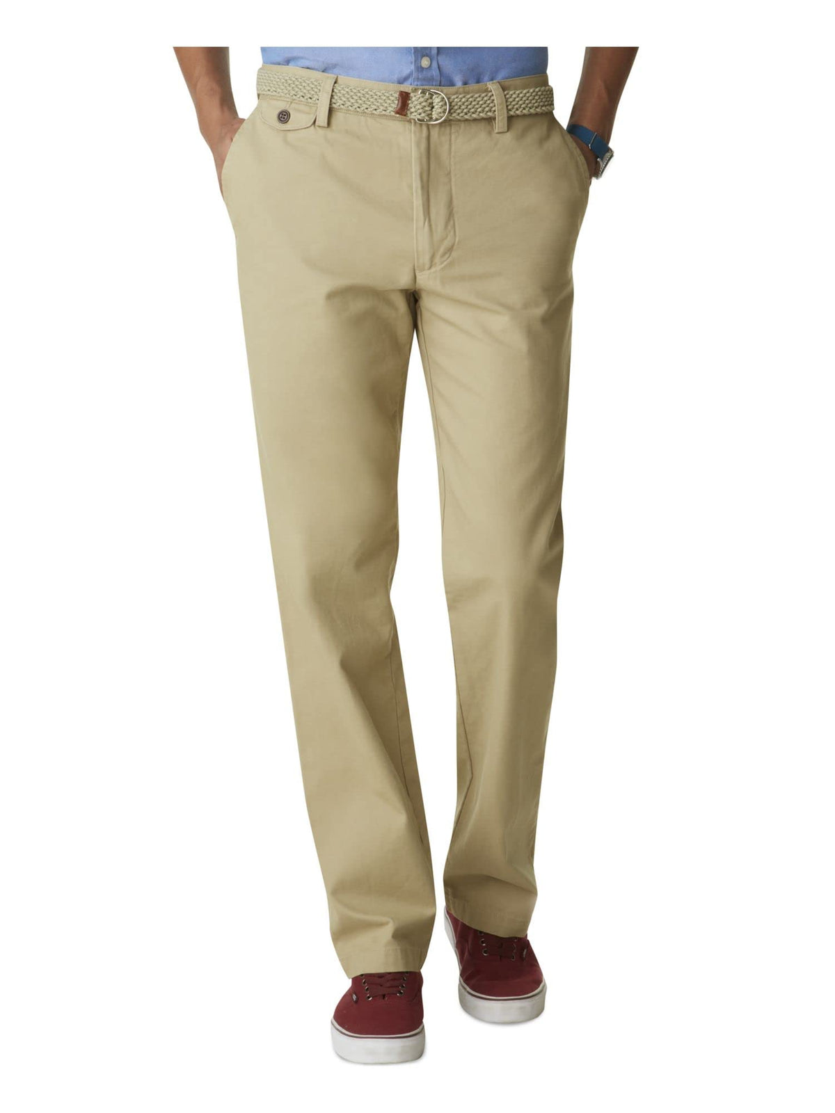 Dockers Mens Relaxed Fit Comfort Khaki Pants - Pleated, British Khaki (Stretch), 34W X 32L