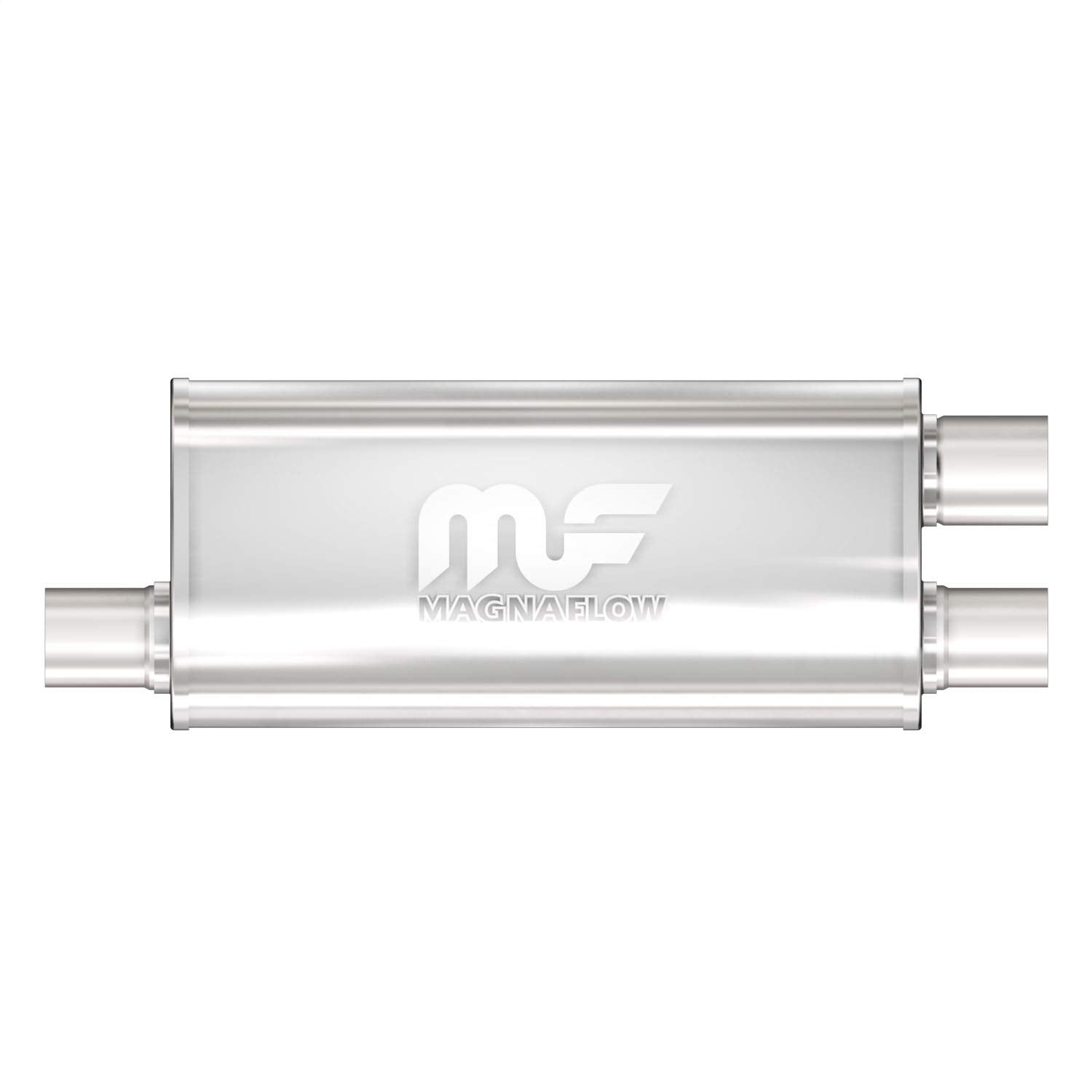 Magnaflow Performance Exhaust Muffler 12265: 2.5/2.5 Inlet/Outlet, 5X8X18 Oval, Stainless Steel, Satin Finish