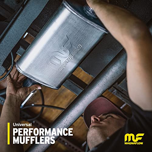 MagnaFlow Performance Exhaust Muffler 11266: 2.5''/2.5'' Inlet/Outlet, 4x9x18'' Oval, Stainless Steel, Satin Finish