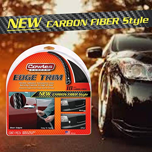 Cowles Custom, Carbon Fiber Style Edge Trim Protects And Enhances, Cars, Trucks, Boats, & Rvs - 18 Ft Of Flexible U-Channel Trim