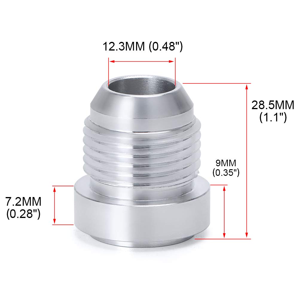 Pqy 6An/8An/10An Male Weld On Fitting Bung Hose Adapter Fuel Oil Aluminum Pack Of 4 (An10)