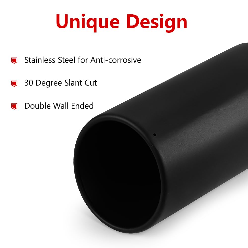 A-KARCK Exhaust Tip 3'' Inlet to 6'' Outlet, 15'' Overall Length Black Coating Bolt On Exhaust Tailpipe Tip Protect Tailpipe