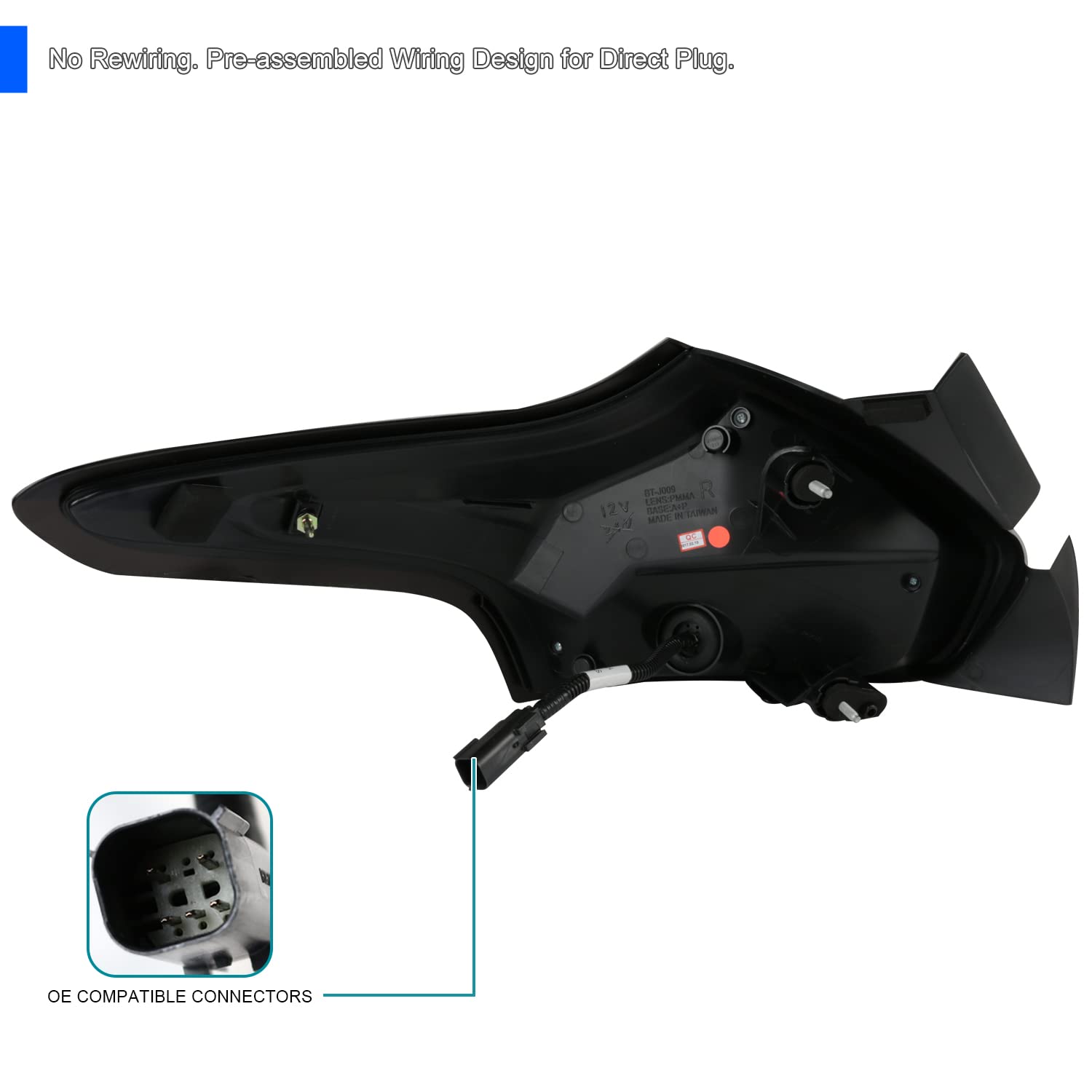 Spec-D Tuning Smoke Lens Led Bar Tail Lights Compatible With 2015-2018 Ford Focus Se/St/Titanium Hatchback, 2016-2018 Ford Focus Rs Hatchback, Left + Right Pair Assembly