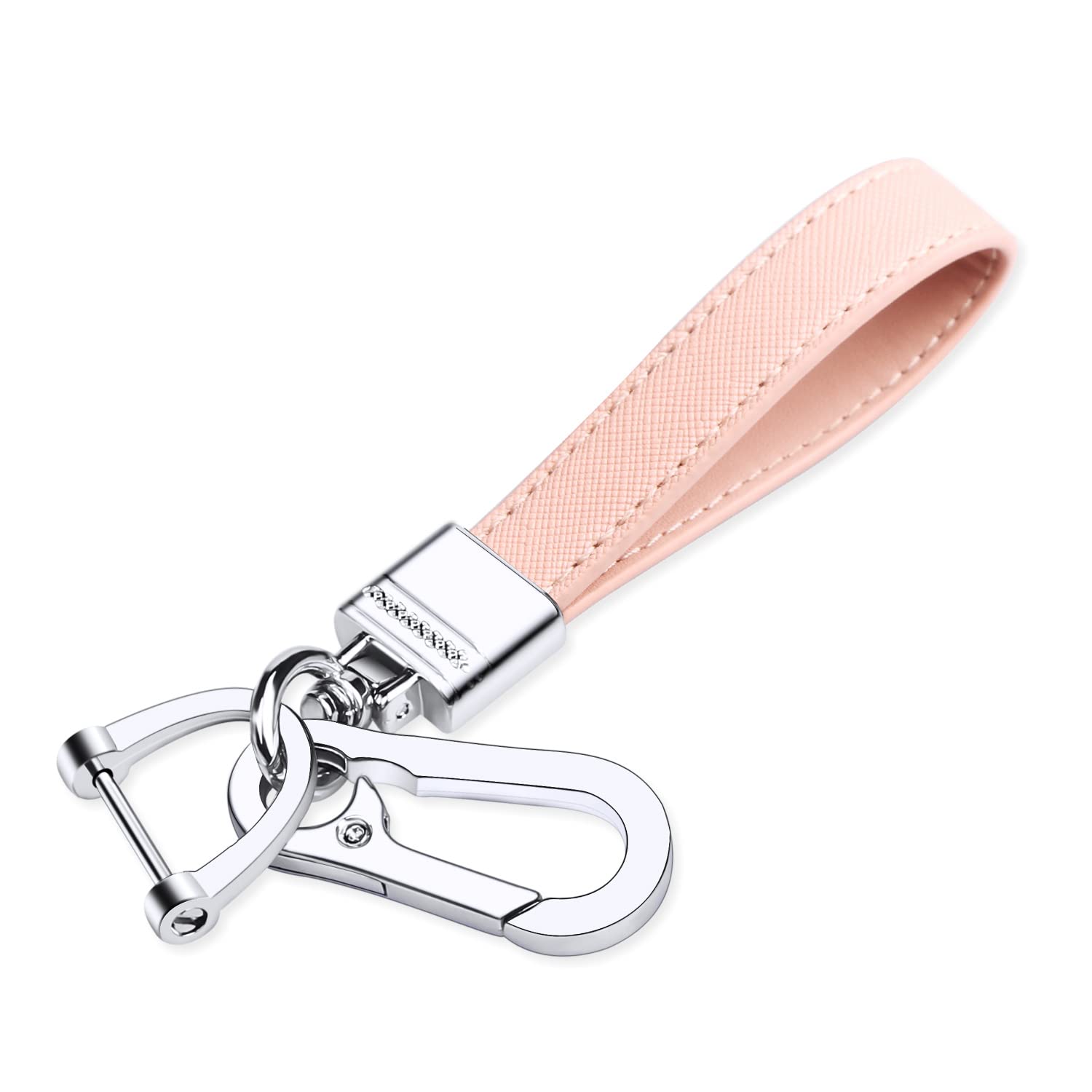 Qbuc Genuine Leather Car Keychain,Universal Heavy Duty Metal Key Chain Accessories,Car Fob Key Keychain Holder With 360 Degree R