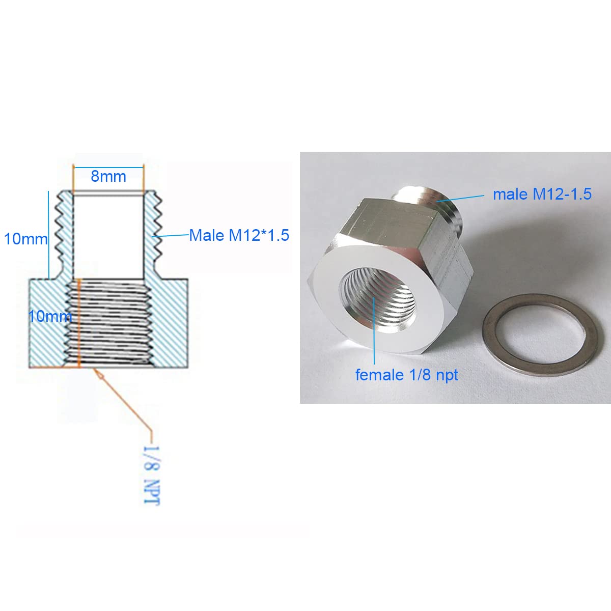 Ls Engine Swap Intake Plug Coolant Temp Oil Pressure Sensor Adapter M16 M12 X 1.5 To 1/8 Npt For All Gm Ls Series Engines Ls1 Lsx Ls3 5.3L 6.0L 6.2L